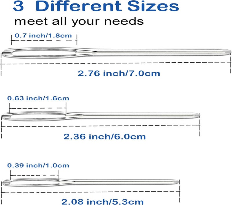 Orrdice Large-Eye Blunt Needles, Sewing Needles, Stainless Steel Embroidery Thread Needle, Handmade Yarn Knitting Needles Leather Needle, Suitable for Crochet Project. (15 PCS) - Image 2